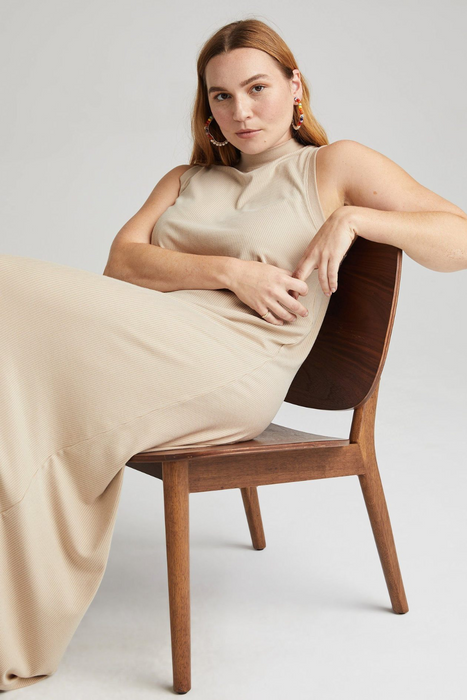 Vintage Rib Column Dress in Sandstorm