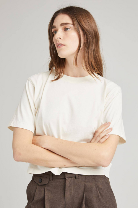 Relaxed Crop Tee in Bone