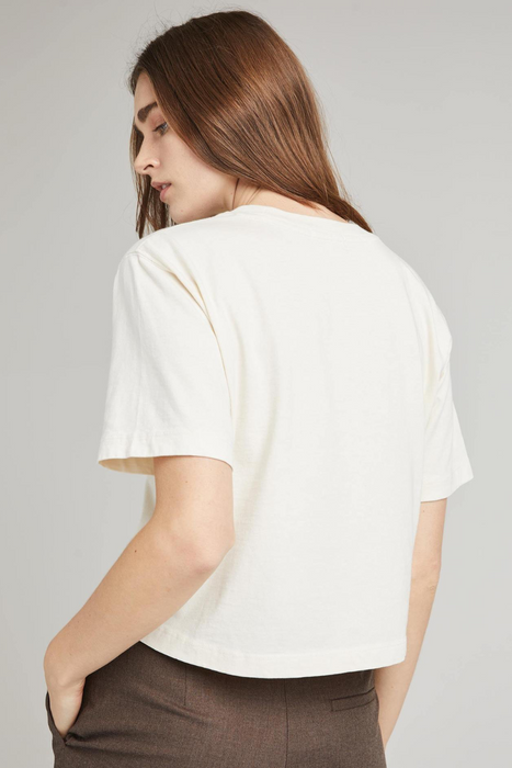Relaxed Crop Tee in Bone