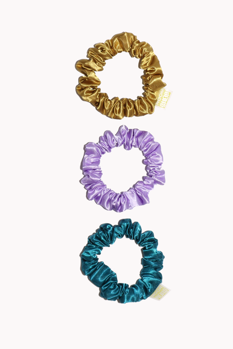 Baby Satin Scrunchie Trio in Cool