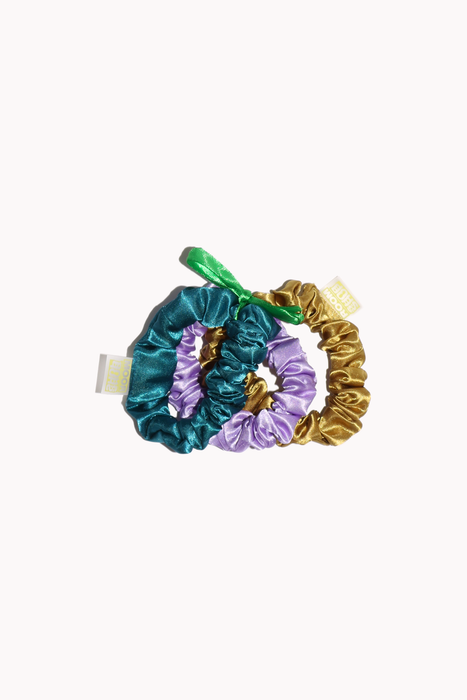 Baby Satin Scrunchie Trio in Cool