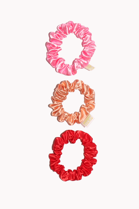 Baby Satin Scrunchie Trio in Warm