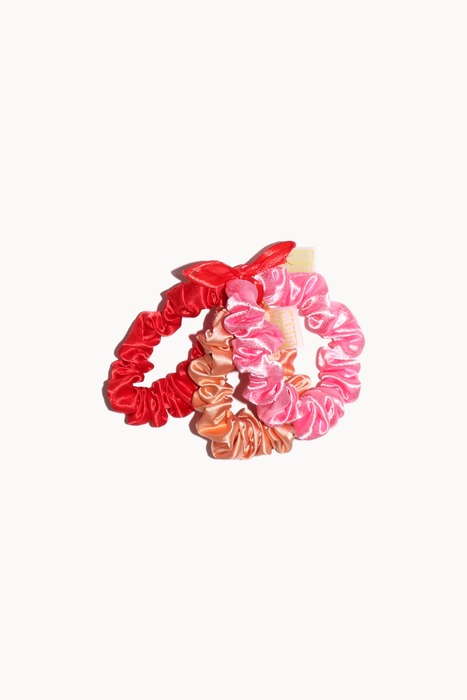 Baby Satin Scrunchie Trio in Warm