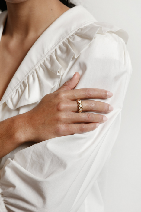 Libby Ring in Cream and Gold