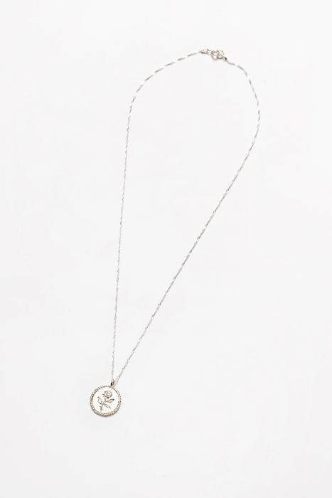 Rose Coin Necklace in Sterling Silver